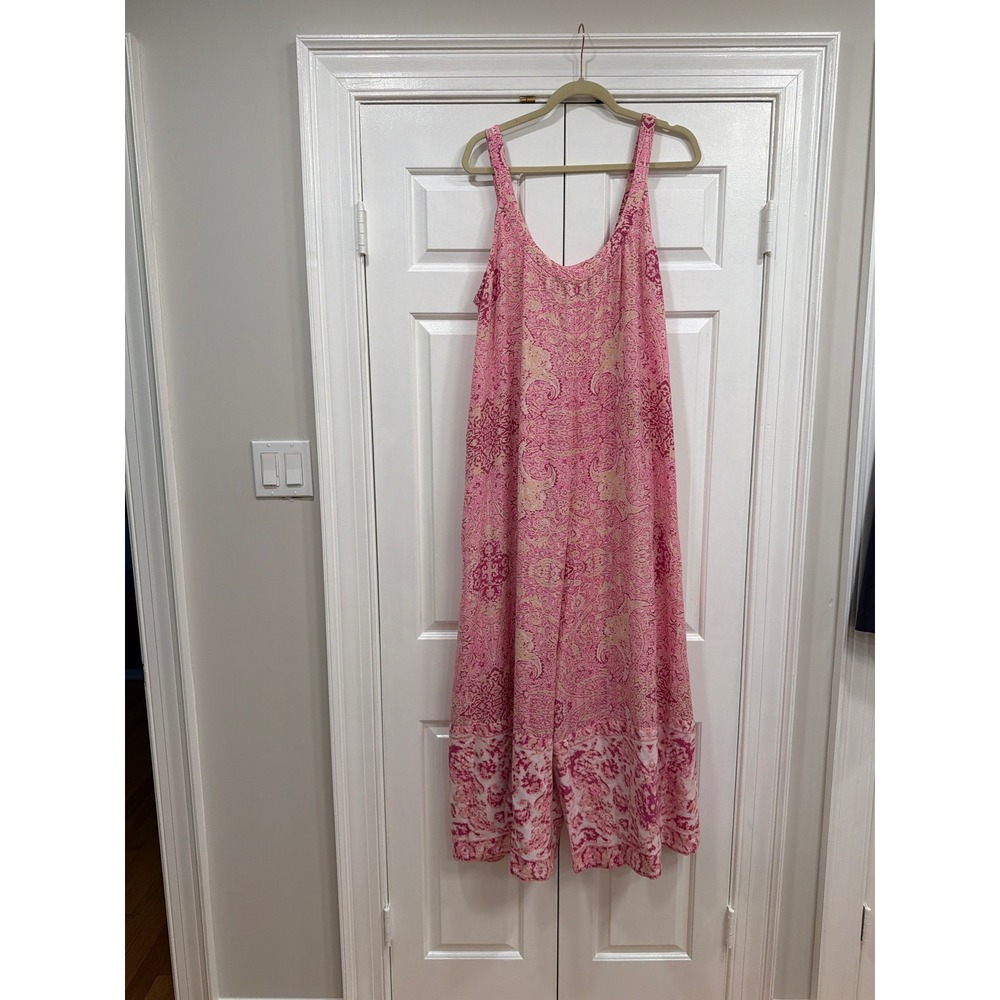 Free People Movement Hot Shot Printed Jumpsuit Pink Paisley Boho Wide Leg M - Picture 8 of 8